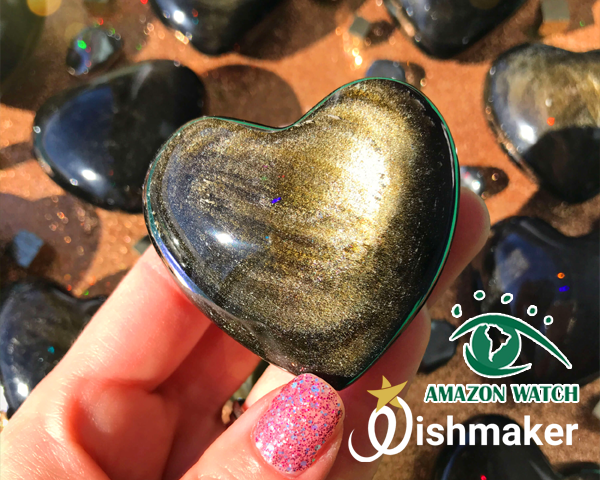 Gold Sheen Obsidian Heart Stone